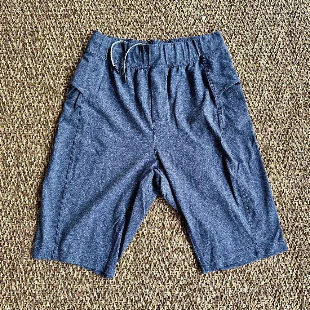 Lululemon Blue Jersey Knit Training Interior Side Pockets Shorts Small